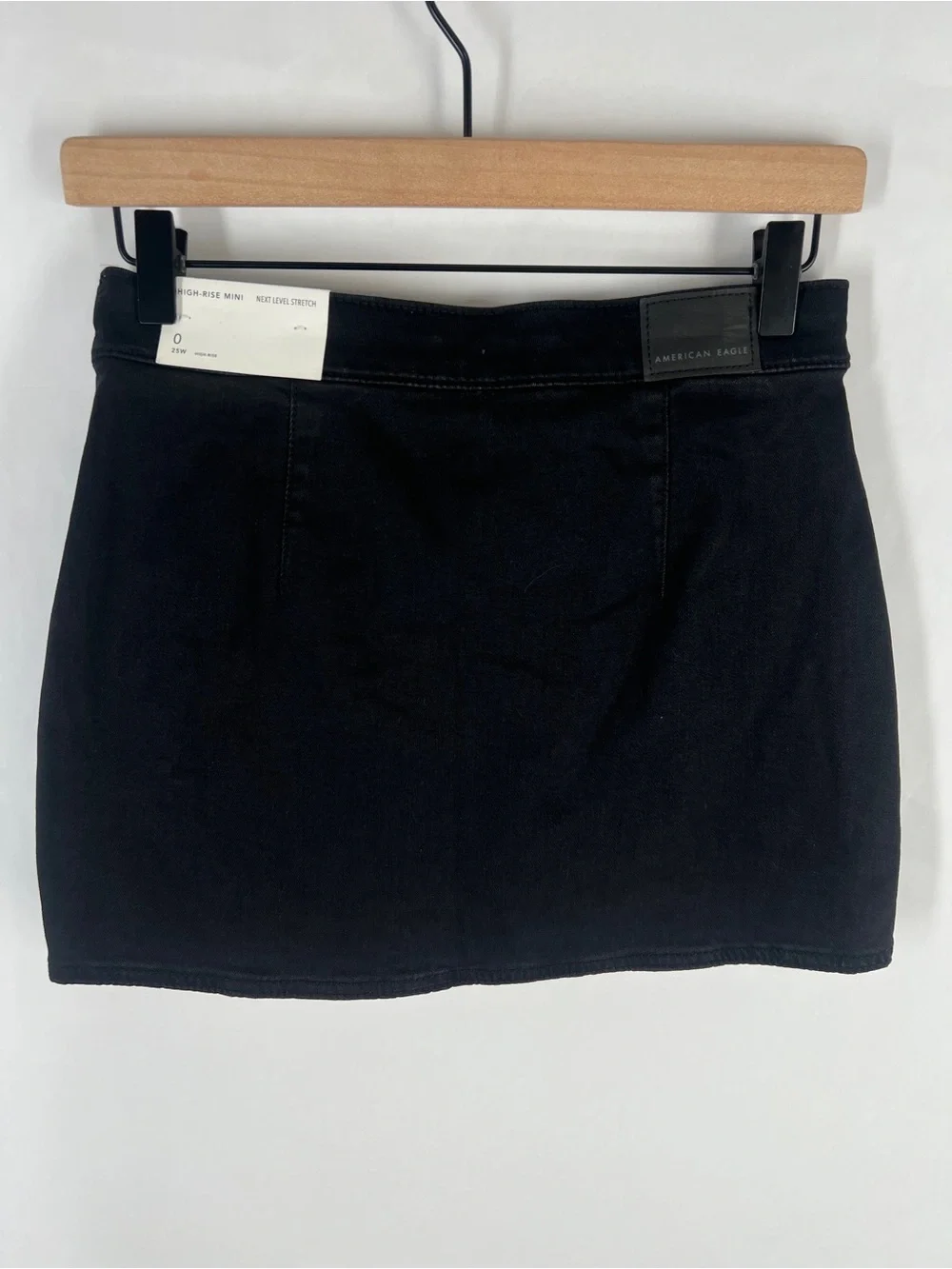 American Eagle High-Rise Black Denim Mini Skort Size 0 25W NWT